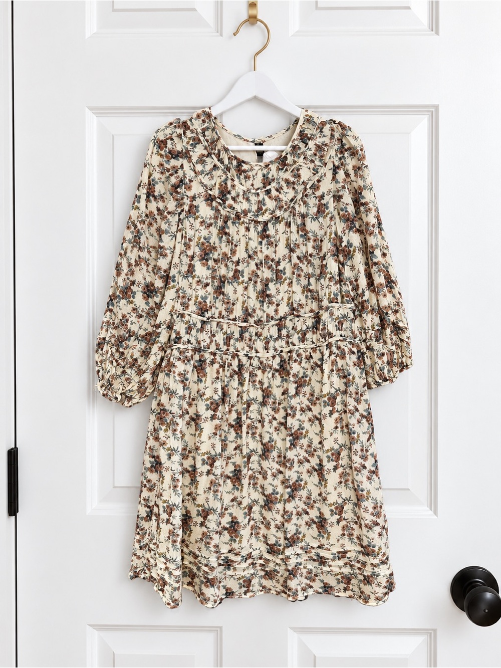 Zara Girls 10Y 140cm Floral Banded Neck Long Sleeve Lined Dress Cottagecore